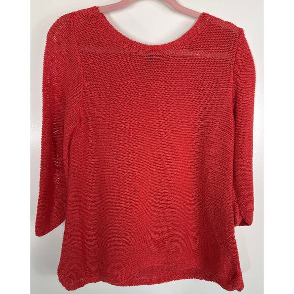 Eileen Fisher Open Weave Top, Sweater, XL, Coral - Picture 2 of 5